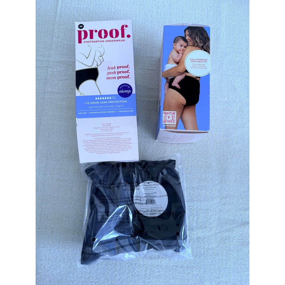 Proof Postpartum Underwear Size M Black NEW 2 Pack High Rise Leak Proof panies